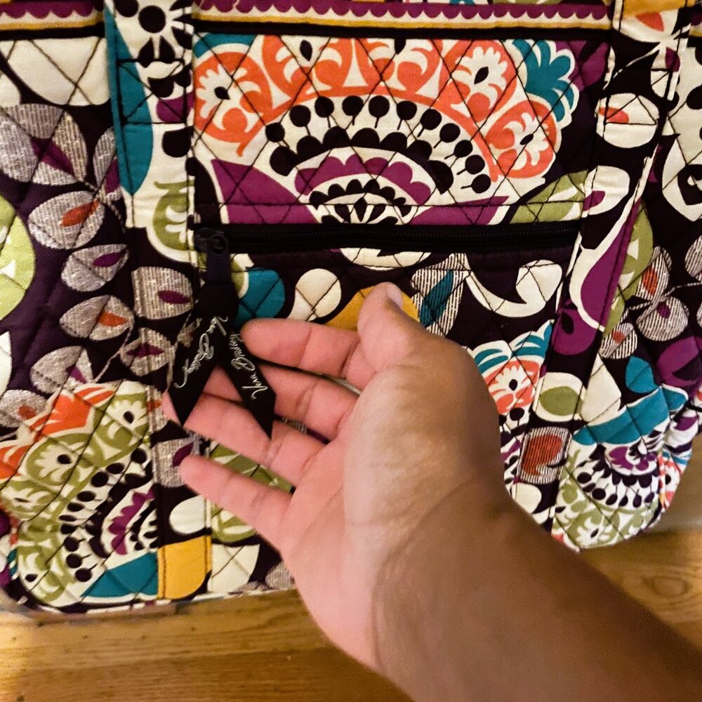 Rare Like New! Vera Bradley Toggle Travel Laptop Tote Bag in retired Plum Crazy! - Picture 3 of 13